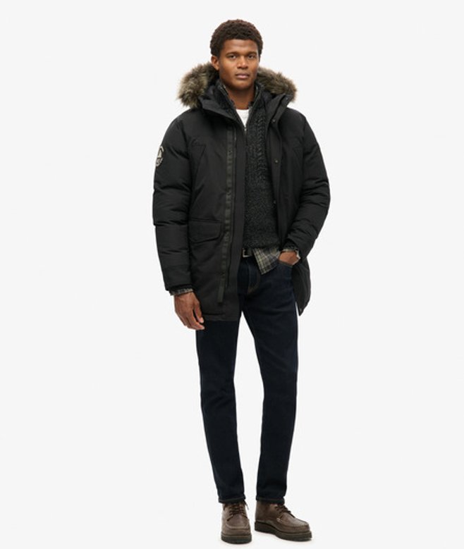 Superdry & Co Men's Everest Faux Fur Parka Jacket Black / Jet Black - Size: M