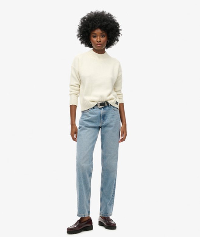 Superdry & Co Women's Mid Rise Straight Leg Jean Ivory / Spring Vintage Custom - Size: 30/30
