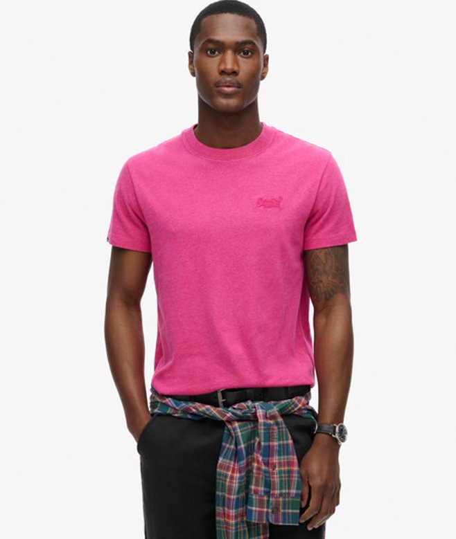 Superdry & Co Men's Essential Logo T-shirt Pink / Magenta Marl - Size: Xxl