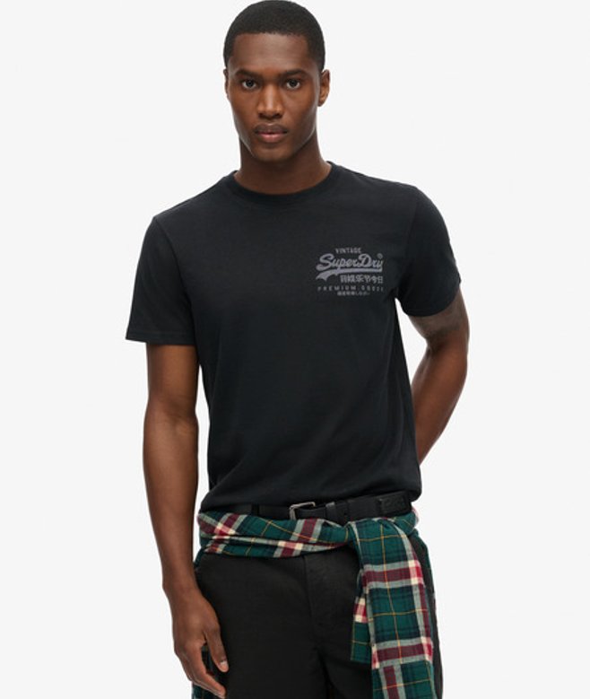 Superdry & Co Heritage T-shirt met Vintage-logo op de Borst Zwart Grootte: L