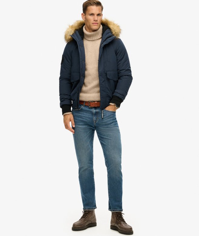 Superdry & Co Men's Everest Hooded Puffer Bomber Jacket Navy / Nordic Chrome Navy - Size: M