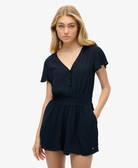 Superdry Women’s Short Sleeve Beach Playsuit Navy / Eclipse Navy - Size: 14