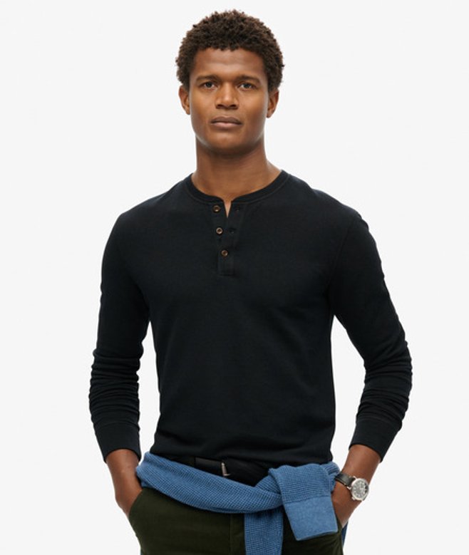 Superdry & Co The Merchant Store - Henley Top Zwart Grootte: Xxl
