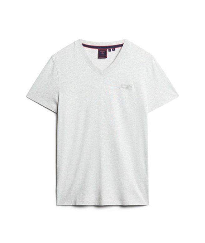 Superdry & Co Men's Organic Cotton Essential Logo V Neck T-shirt Light Grey / Glacier Grey Marl - Size: L