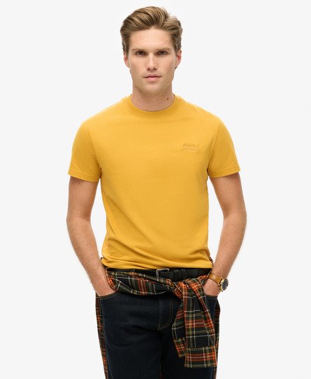 Superdry Men’s Mens Classic Embroidered Logo Cotton T-shirt, Yellow, Size: Xxl