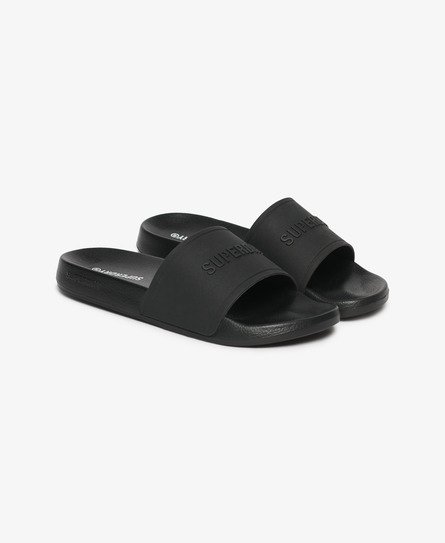 Superdry Men’s Logo Pool Sliders Black - Size: 10-11