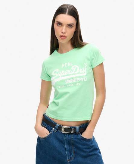 Superdry Women’s Neon Graphic Fitted T-shirt Green / Neo Mint Green - Size: 16