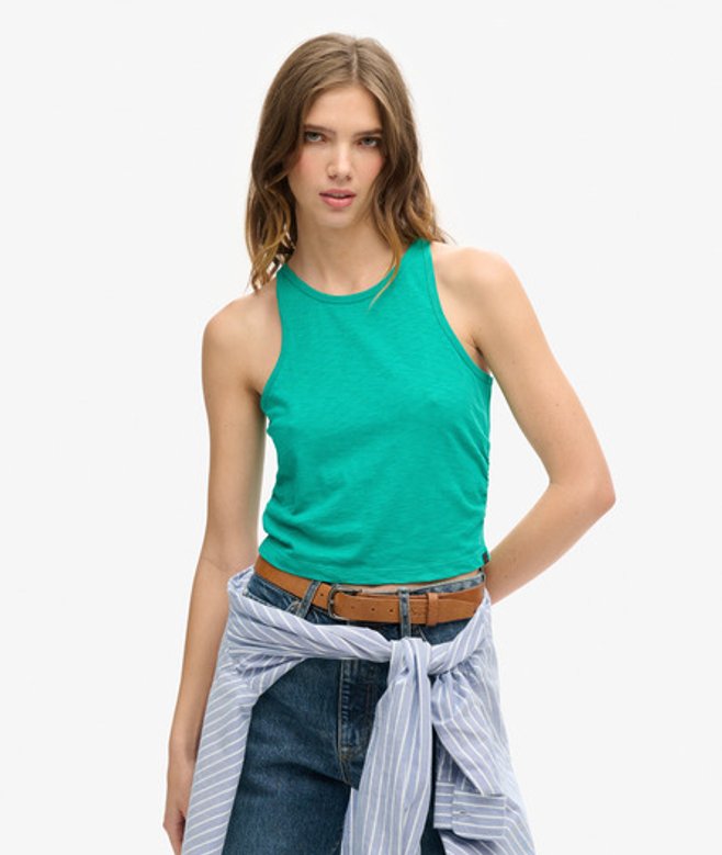 Superdry & Co Women's Ruched Tank Top Green / Summer Green - Size: 16