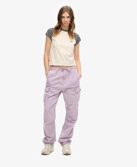 Superdry Ladies Classic Low Rise Parachute Cargo Pants, Purple, Size: 26/32