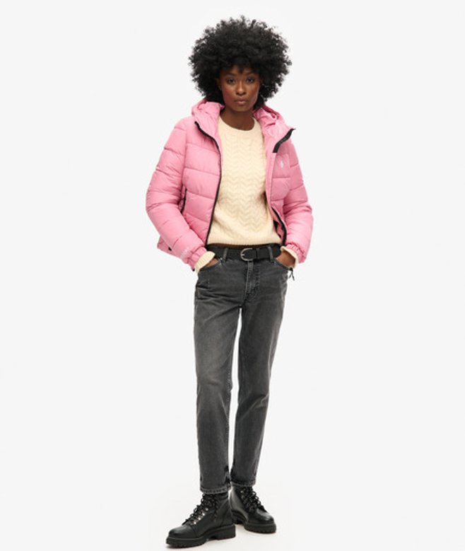 Superdry & Co Women's Hooded Spirit Sports Puffer Jacket Pink / Montauk Blush - Size: 10