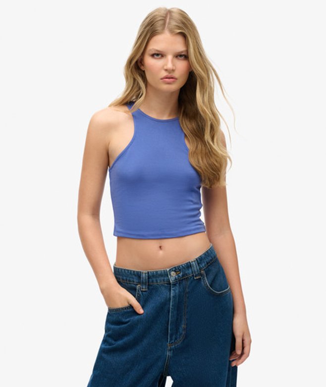 Superdry & Co Women's Studios Jersey Racer Tank Top Blue / Cobalt - Size: 10