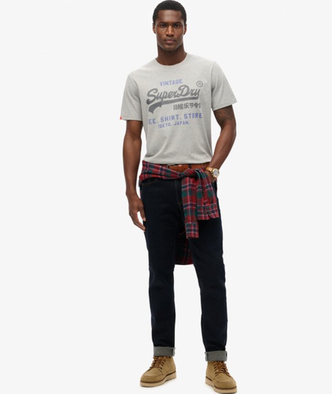 Superdry & Co Men's Vintage Logo Heritage Relaxed T-shirt Grey / College Grey Marl - Size: M