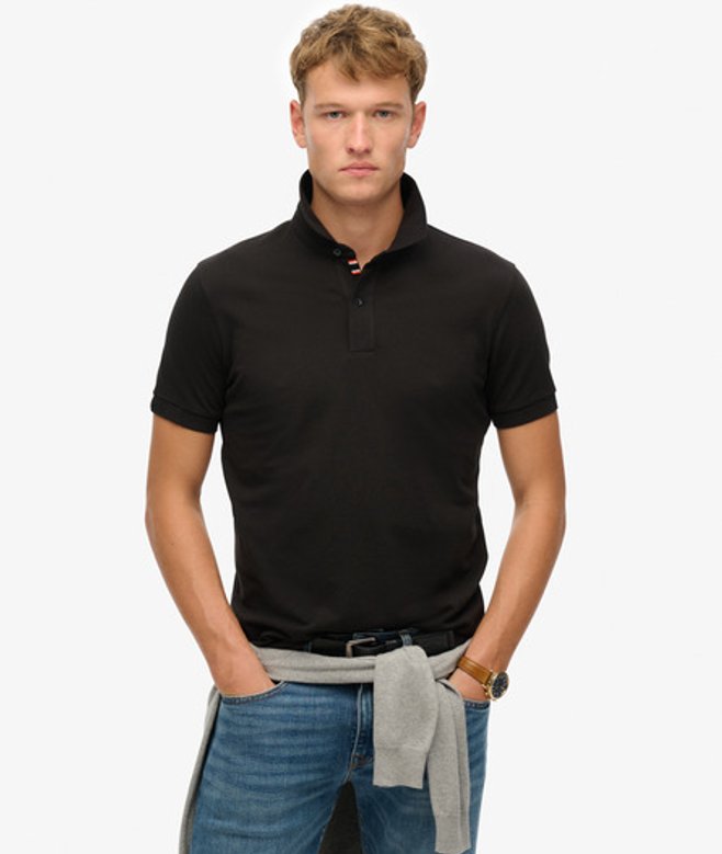Superdry Men’s City Pique Polo Shirt Black - Size: L