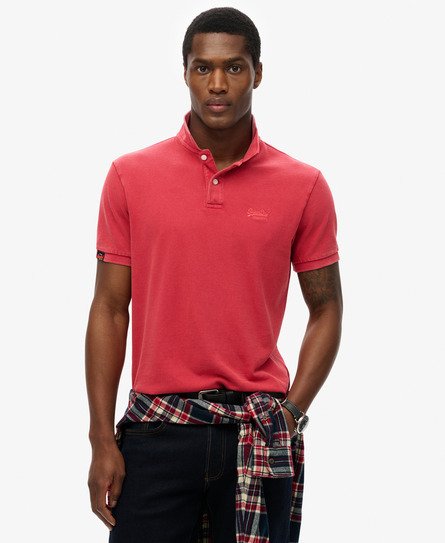 Superdry Men’s Vintage Destroy Polo Shirt Red / Cranberry Crush Red - Size: Xxl
