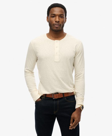 Superdry Men’s The Merchant Store - Grandad Lightweight Top White / Oyster Cream - Size: L