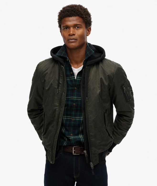 Superdry & Co Men's Military MA1 Bomber Jacket Green / Washed Dark Green - Size: Xxl