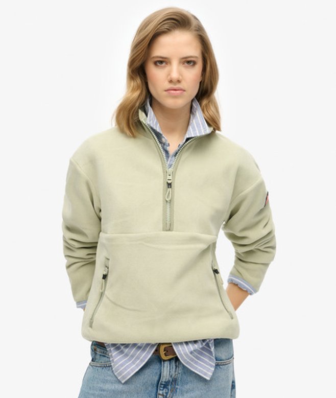 Superdry & Co Women's Active Half Zip Fleece Green / Dusty Sage - Size: 10