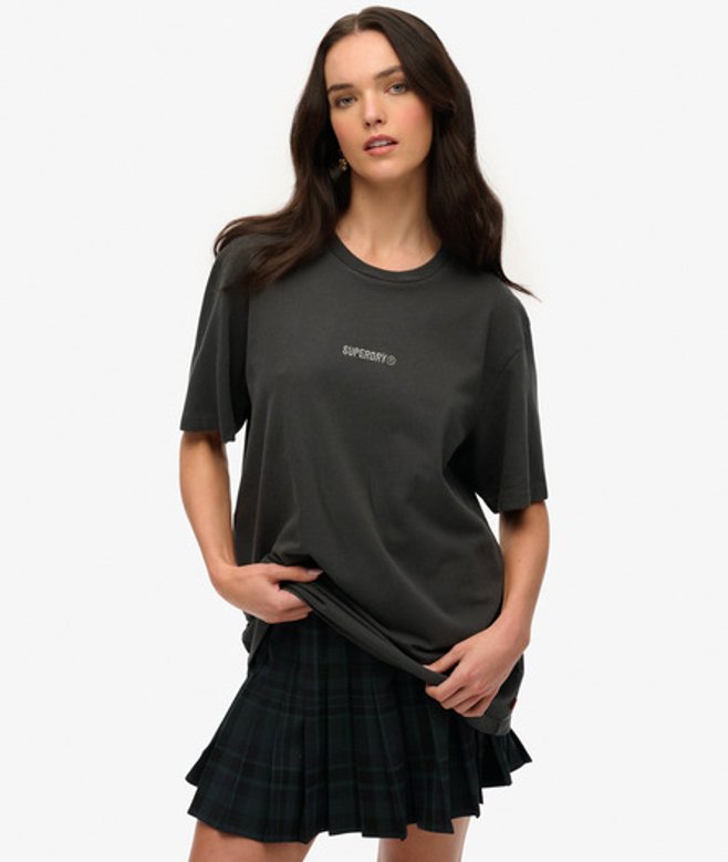 Superdry & Co Oversized T-shirt met Micrologo Dark Grey Grootte: L
