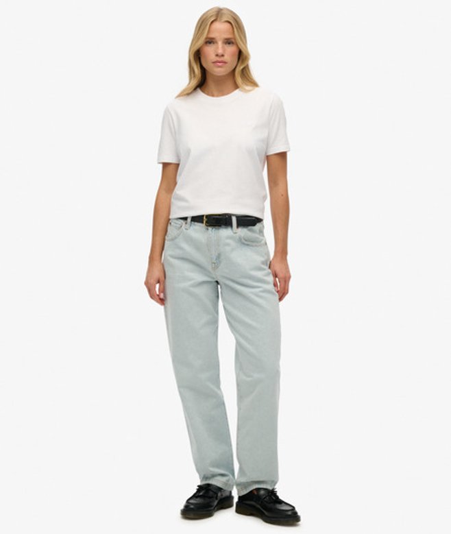 Superdry & Co Women's Mid Rise Straight Leg Jeans Blue / Williamsburg Washed Blue - Size: 30/30