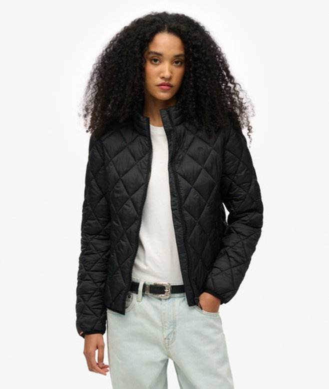 Superdry & Co Women's Diamond Quilt Fuji Lite Jacket Black - Size: 10