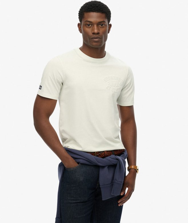 Superdry & Co Men's Athletic Embossed Relaxed T-shirt Dark Blue / Valley Blue - Size: L