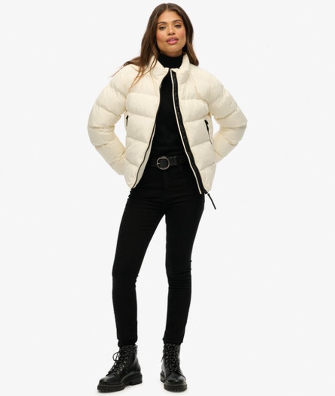 Superdry & Co Women's Non Hooded Sports Puffer Jacket White / Off White - Size: 12