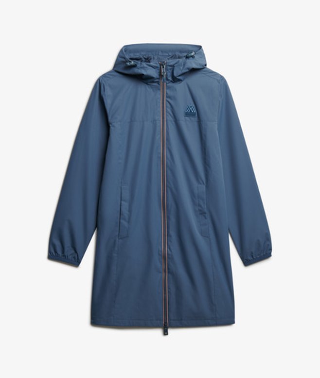 Superdry & Co Women's Long Tri Windbreaker Jacket Blue / Dry Slate Blue - Size: 16