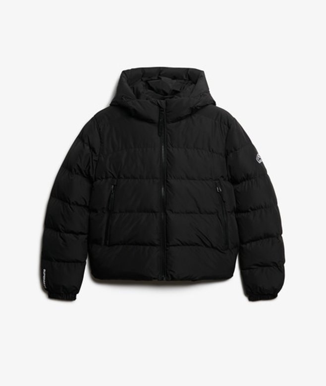 Superdry & Co Women's Hooded Sports Puffer Jacket Black - Size: 8