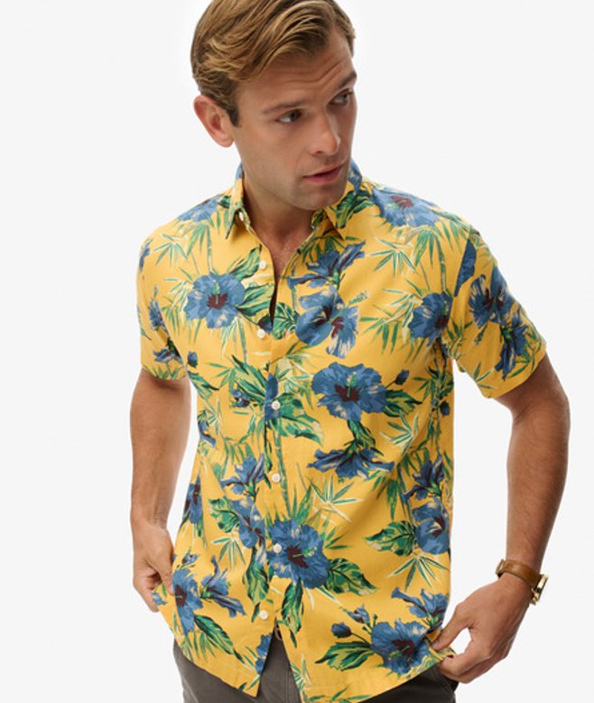 Superdry & Co Men's Hawaiian Printed Shirt Yellow / Hawaiian Yellow - Size: L
