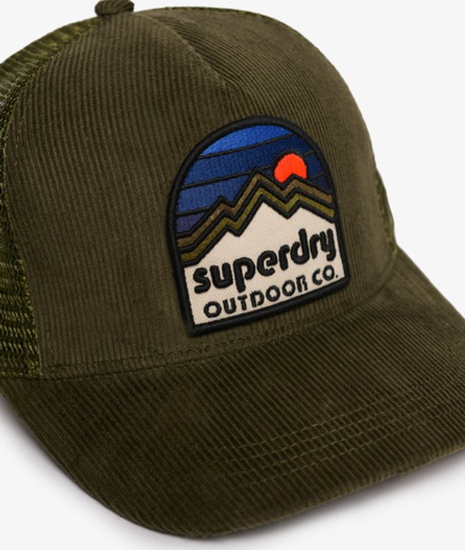 Superdry & Co Truckerpet van Corduroy en Mesh Green Grootte: 1SIZE