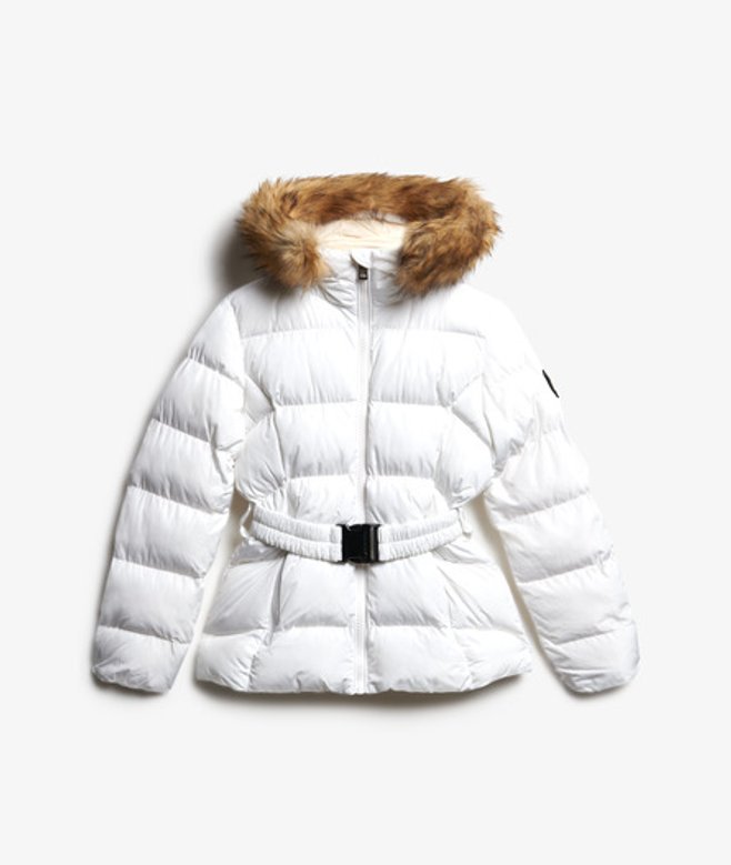 Superdry & Co Women's Fuji Belted Puffer Jacket White / Bright White - Size: 16