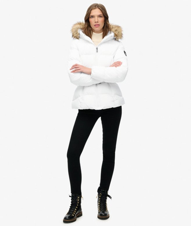 Superdry & Co Women's Fuji Belted Puffer Jacket White / Bright White - Size: 14