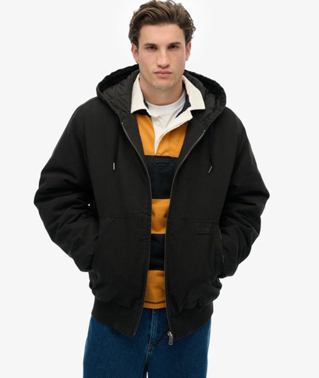 Superdry & Co Men's Canvas Surplus Hooded Jacket Black / Jet Black - Size: L