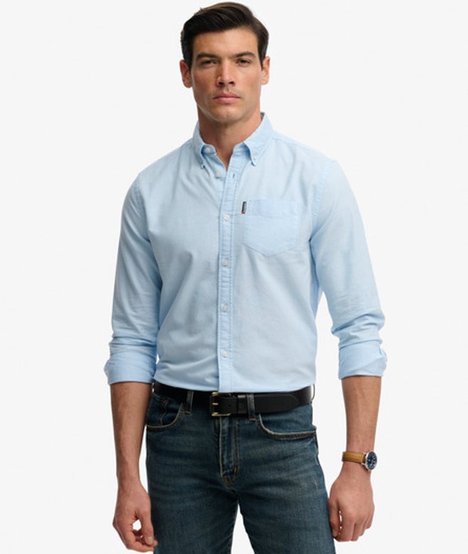 Superdry & Co Essential Oxford Overhemd met Lange Mouwen Blue Grootte: Xxl