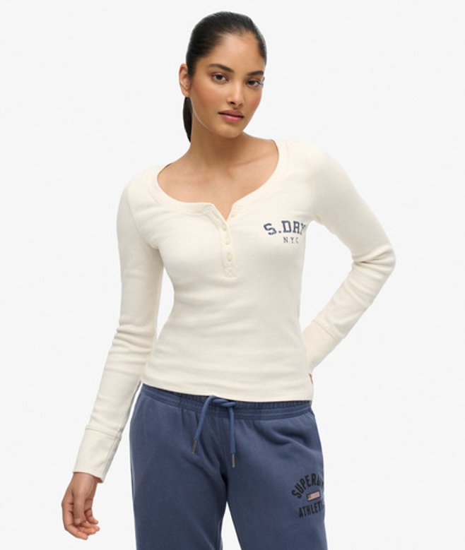 Athletic Button Down Longsleeve Top White Grootte: 38-40