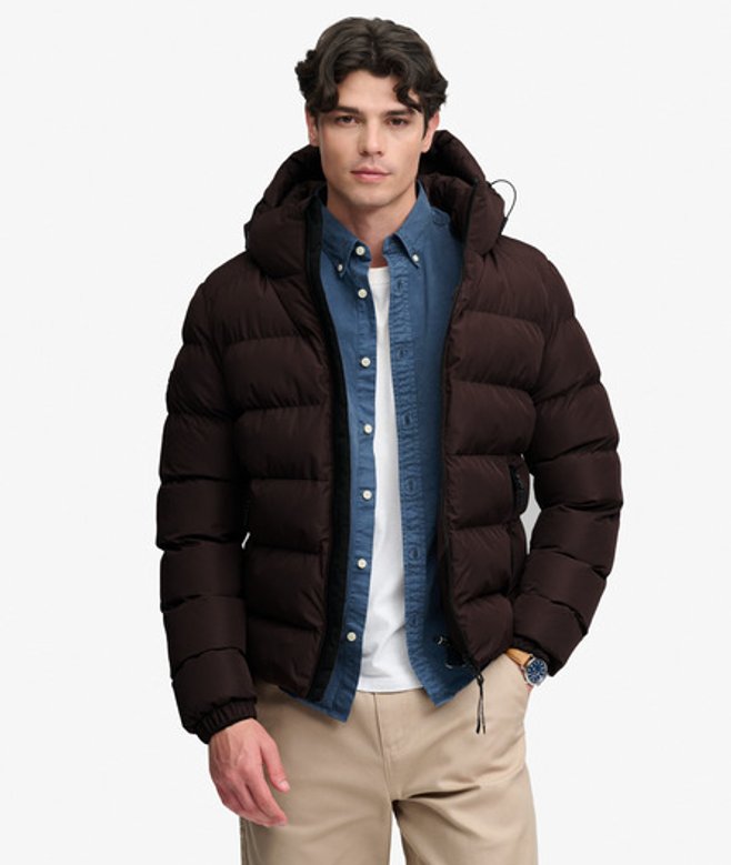 Superdry & Co Gewatteerde Sportjas met Capuchon Purple Grootte: M