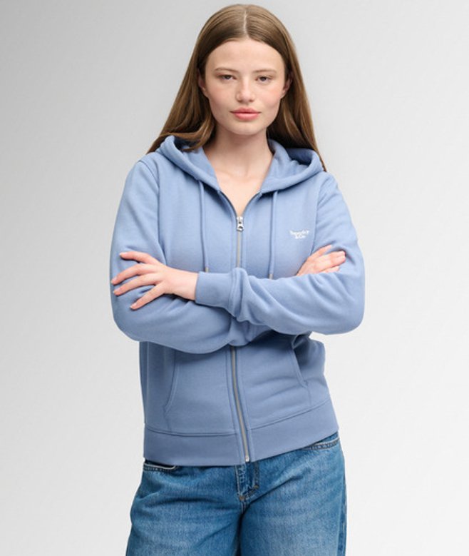 Superdry & Co Signature Geborduurde Zip Hoodie Light Blue Grootte: 36