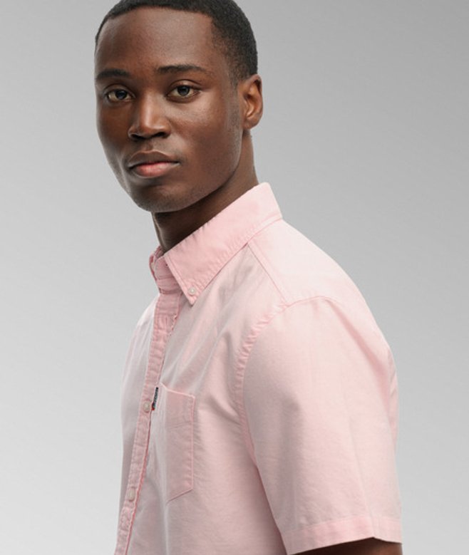 Superdry & Co Essentials Oxford Overhemd met Korte Mouwen Pink Grootte: M