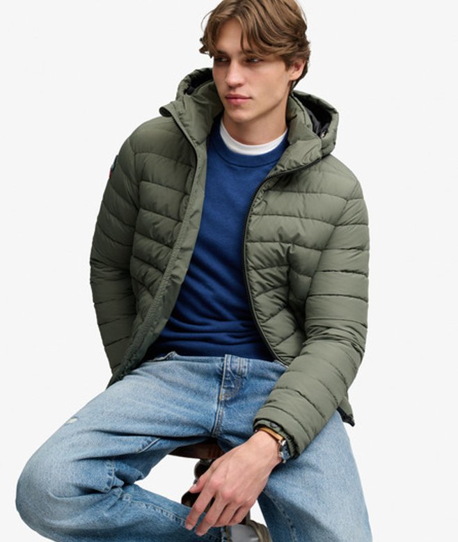 Superdry & Co Fuji Midweight Gewatteerde Jas Met Capuchon Green Grootte: S