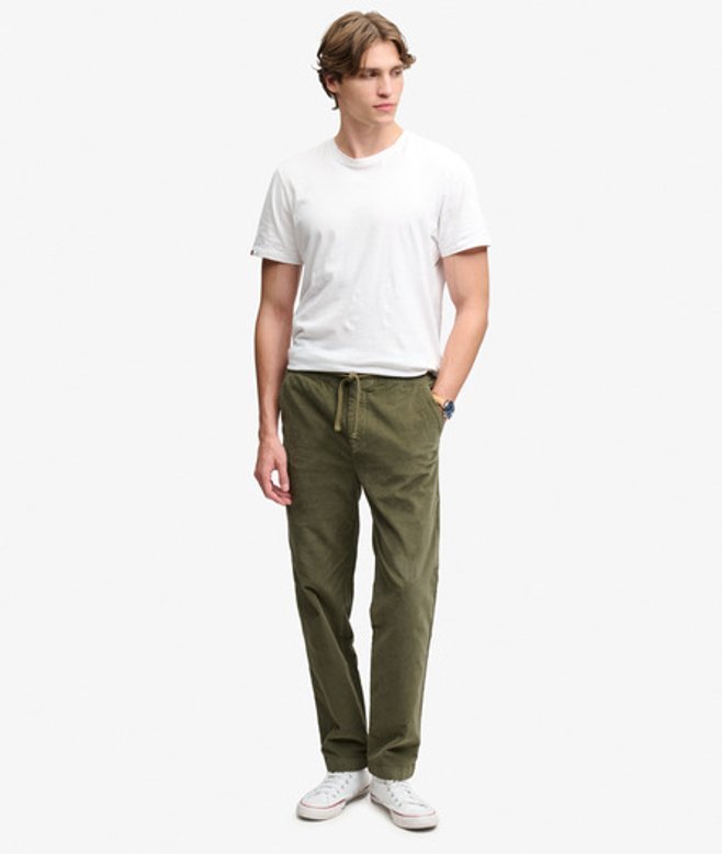 Superdry & Co Merchant Cord Broek met Trekkoord Rechte Pasvorm Green Grootte: 32/34