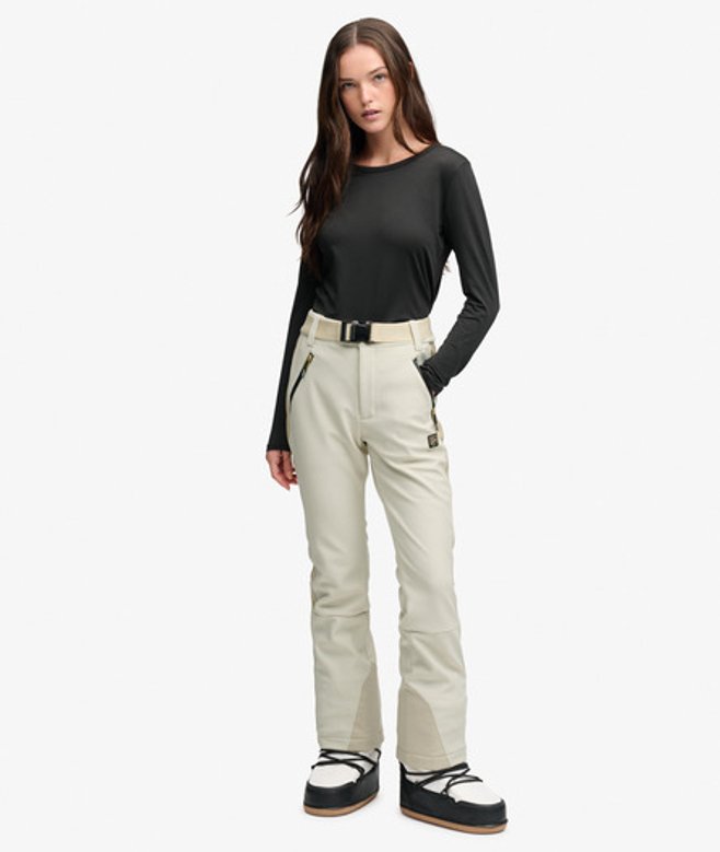 Superdry & Co Luxe Skibroek Slanke Pasvorm Crème Grootte: 40
