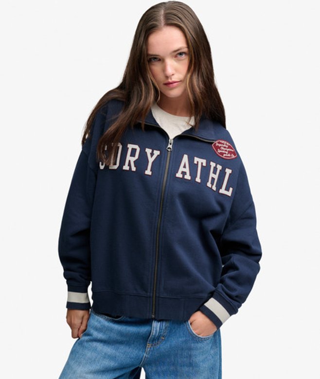 Superdry & Co Athletic Track Top Oversized Pasvorm Blauw Grootte: 42