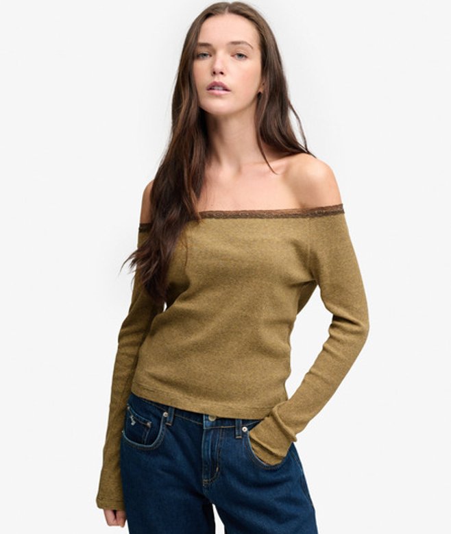 Superdry & Co Athletic Essentials Kanten Longsleeve Top Yellow Grootte: 38
