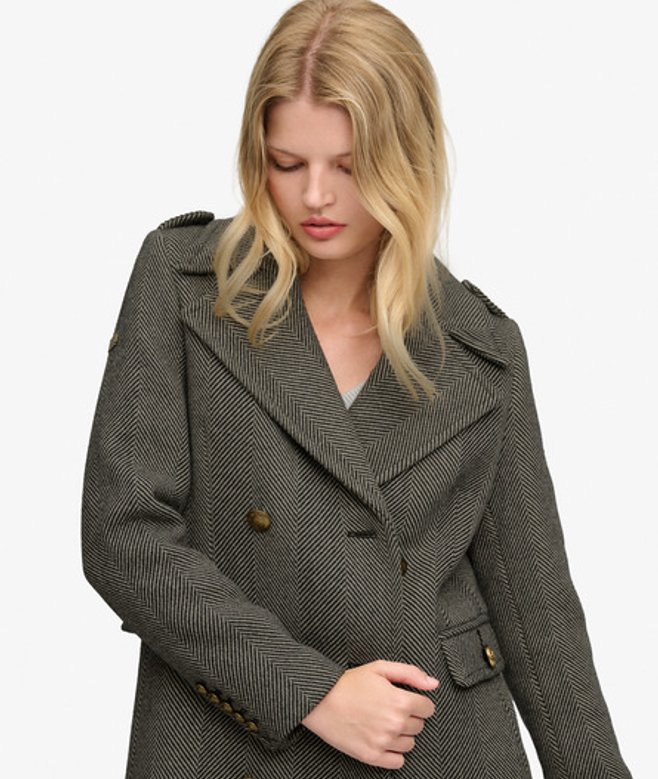 Superdry Women's Double Breasted Wool Blend Coat Black Size: 8