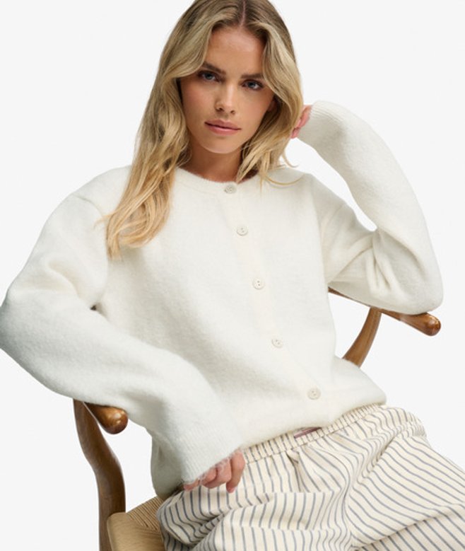 Superdry & Co Brushed Knit Vest met Relaxed Pasvorm White Grootte: 38