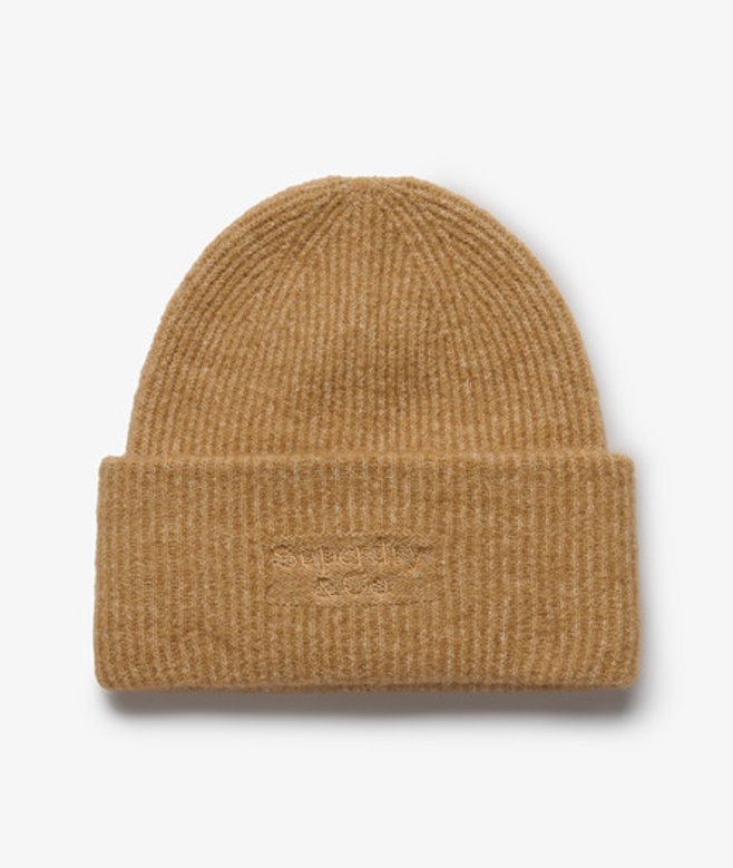 Superdry & Co Heritage Rib Knit Beanie Hat Brown Grootte: 1SIZE