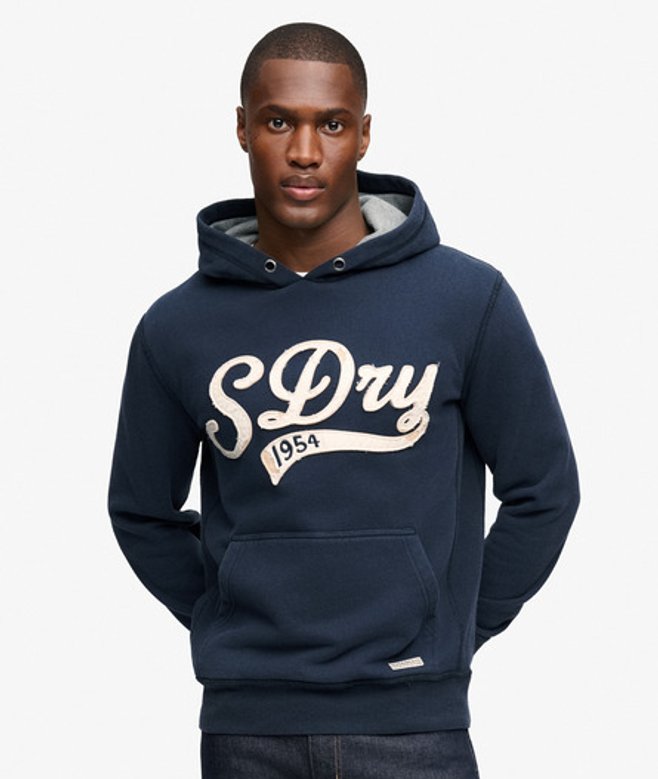 Superdry & Co Heritage Applique Hoodie Relaxed Pasvorm Blauw Grootte: XL