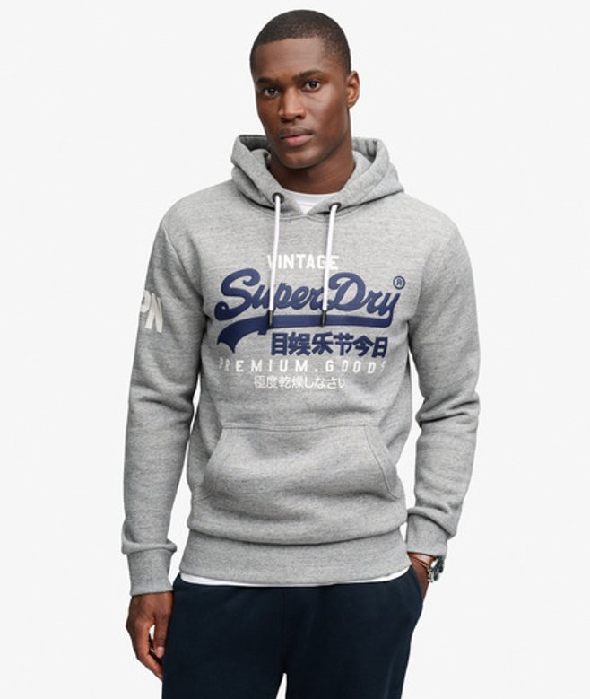 Superdry & Co Organic Cotton Vintage Logo Hoodie Grijs Grootte: S