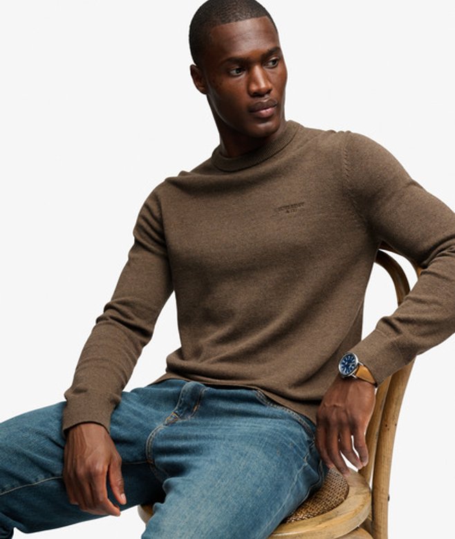 Superdry & Co Prep Essential Trui Slanke Pasvorm Brown Grootte: L