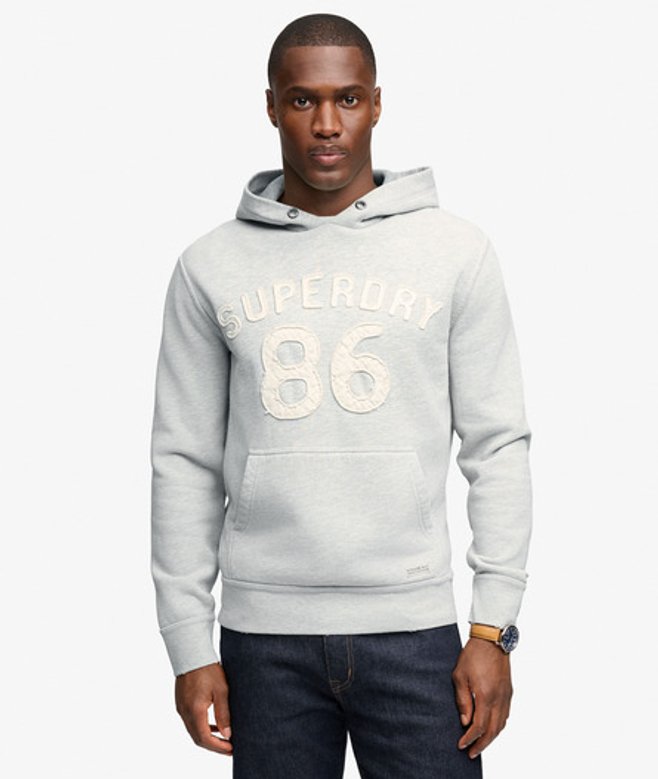 Superdry & Co Heritage Applique Hoodie Relaxed Pasvorm Grey Grootte: XL